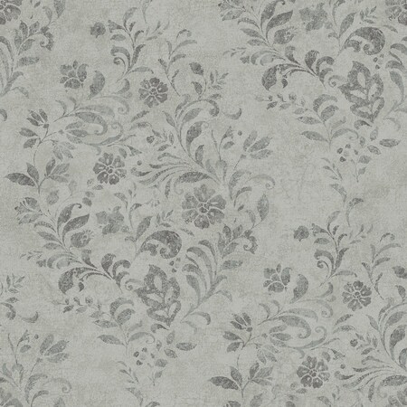 Manhattan Comfort Glendale Isidore Grey Scroll 33 ft L X 205 in W Wallpaper BR4072-70008